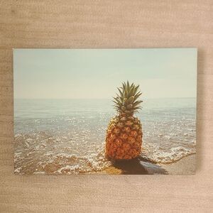 Pineapple Beach Canvas Wall Art Summer 16x11 Water Shore Fruit Blue Yellow Fun